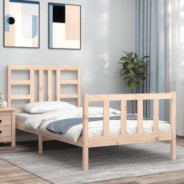 Wooden Bed Frame with Headboard 100x200 cm - Solid Pine