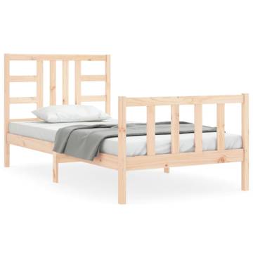 Wooden Bed Frame with Headboard 100x200 cm - Solid Pine