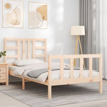 Wooden Bed Frame with Headboard 100x200 cm - Solid Pine