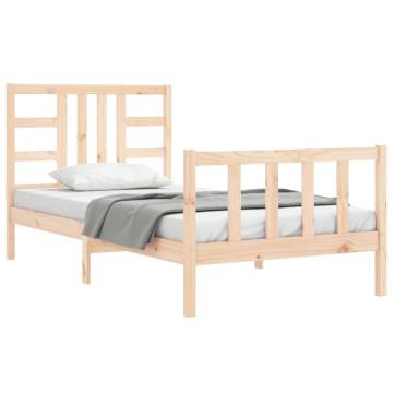 Wooden Bed Frame with Headboard 100x200 cm - Solid Pine