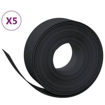 5 pcs Black Garden Edgings - Durable Polyethylene 10m x 20cm