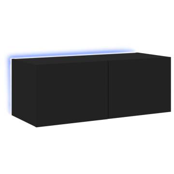 TV Wall Cabinet with RGB LED Lights - Black 80x35x31 cm