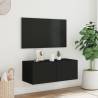 TV Wall Cabinet with RGB LED Lights - Black 80x35x31 cm