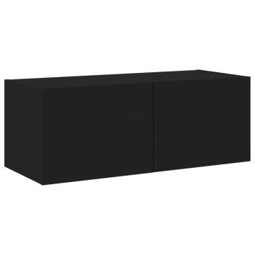 TV Wall Cabinet with RGB LED Lights - Black 80x35x31 cm