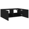 TV Wall Cabinet with RGB LED Lights - Black 80x35x31 cm