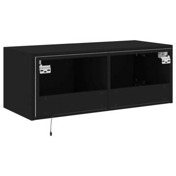 TV Wall Cabinet with RGB LED Lights - Black 80x35x31 cm