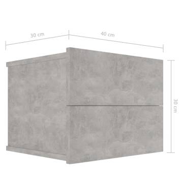 Elegant Concrete Grey Bedside Cabinet - Engineered Wood 40x30x30 cm