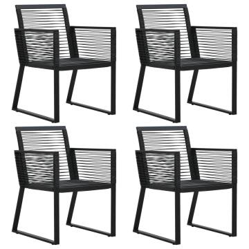 Garden Chairs Set of 4 - Stylish Rope Rattan Black