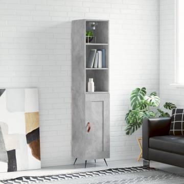 Elegant Highboard in Concrete Grey - Stylish Storage Solution