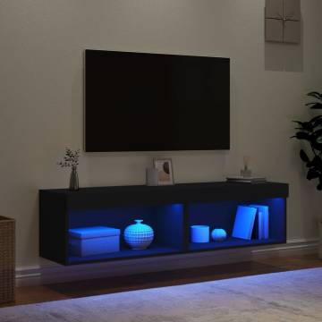 Stylish Black TV Cabinets with LED Lights - 2 pcs Set