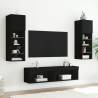 Stylish Black TV Cabinets with LED Lights - 2 pcs Set