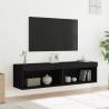 Stylish Black TV Cabinets with LED Lights - 2 pcs Set