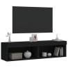 Stylish Black TV Cabinets with LED Lights - 2 pcs Set