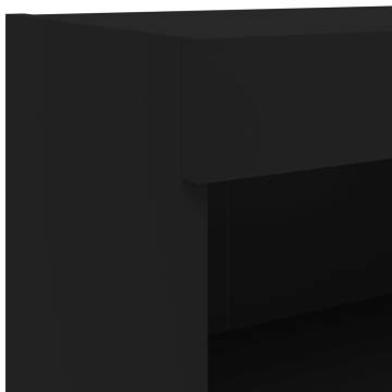 Stylish Black TV Cabinets with LED Lights - 2 pcs Set