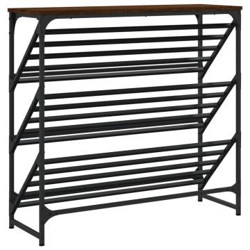 Elegant Brown Oak Shoe Rack | 90x30x85 cm | Durable Design