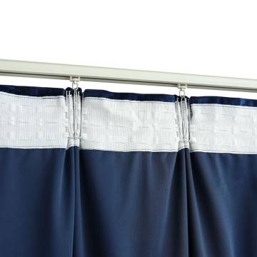 Elegant Dark Blue Velvet Blackout Curtains - 2 pcs 140x225 cm