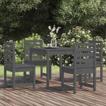 5 Piece Grey Garden Dining Set - Solid Wood Pine | Hipo Market