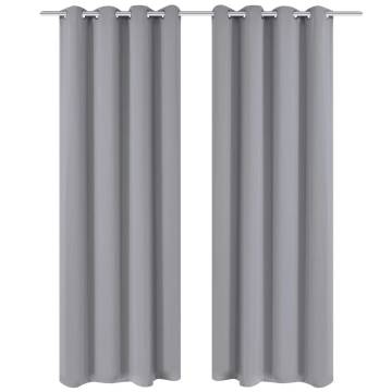 Elegant Grey Blackout Curtains 2 pcs 135x175 cm with Eyelets