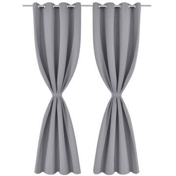 Elegant Grey Blackout Curtains 2 pcs 135x175 cm with Eyelets