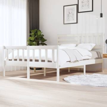 White King Size Bed Frame - 150x200 cm Solid Pine Wood