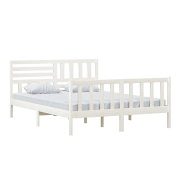 White King Size Bed Frame - 150x200 cm Solid Pine Wood