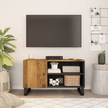 Stylish TV Cabinet 80x33x46 cm in Solid Mango Wood