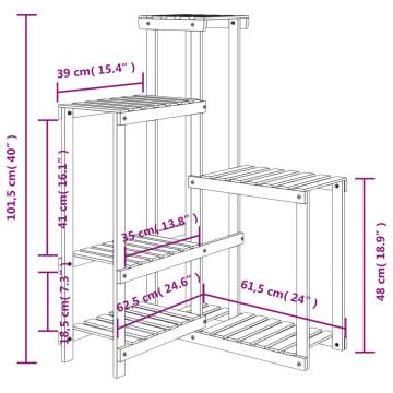 Durable Fir Wood Flower Stand - 62.5x61.5x101.5 cm