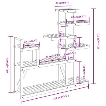 Flower Stand 110x25x111 cm | Sturdy Fir Wood Plant Rack