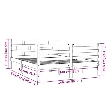 Solid Wood Pine Bed Frame 140x190 cm | Modern & Sturdy