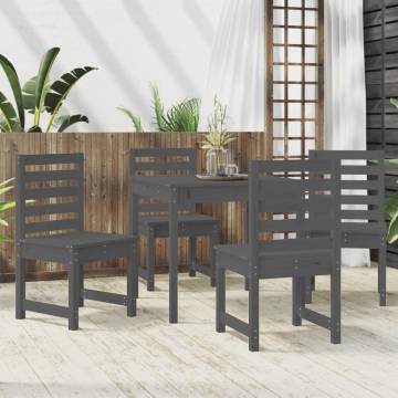 5 Piece Grey Garden Dining Set - Solid Wood Pine | Hipo Market