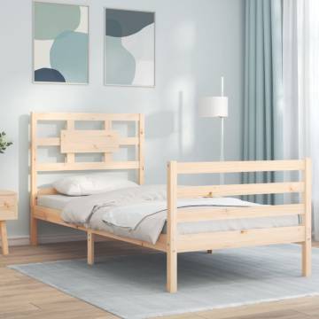 Single Solid Wood Bed Frame with Headboard | HipoMarket