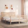 Bed Frame with Headboard King Size Solid Wood Colour natural Size 150 x 200 cm 