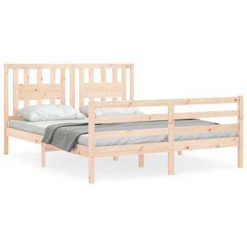 King Size Solid Wood Bed Frame with Headboard - Quality & Style