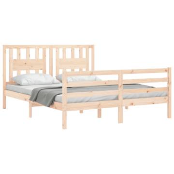 King Size Solid Wood Bed Frame with Headboard - Quality & Style