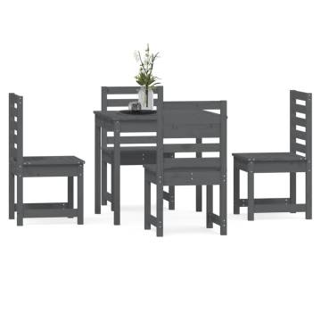 5 Piece Grey Garden Dining Set - Solid Wood Pine | Hipo Market