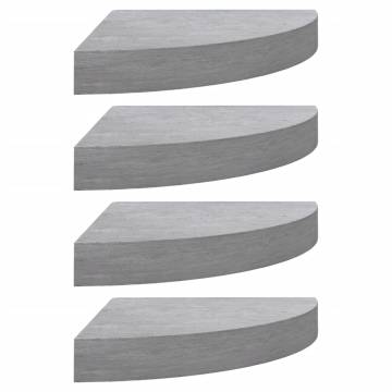 Stylish Wall Corner Shelves - 4pcs Concrete Grey | Hipo Market