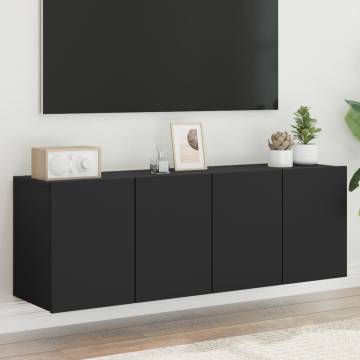 Wall-Mounted TV Cabinets - Set of 2 in Black | HipoMarket