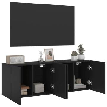 Wall-Mounted TV Cabinets - Set of 2 in Black | HipoMarket