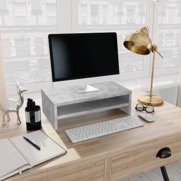 Stylish Monitor Stand Concrete Grey - 42x24x13 cm | Hipomarket