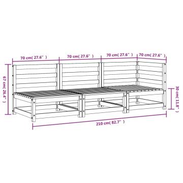 Stylish 3-Seater Garden Sofa in Solid Pine Wood - Hipomarket