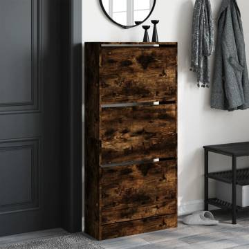 Shoe Cabinet Smoked Oak - Compact & Stylish Storage Solution