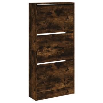 Shoe Cabinet Smoked Oak - Compact & Stylish Storage Solution