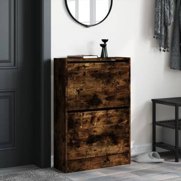 Shoe Cabinet Smoked Oak - Compact Storage Solution | HipoMarket