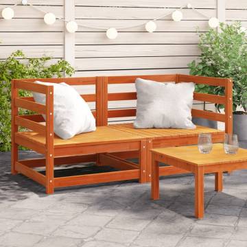 Garden Sofas Corner - Solid Pine Wood - Wax Brown 2 pcs