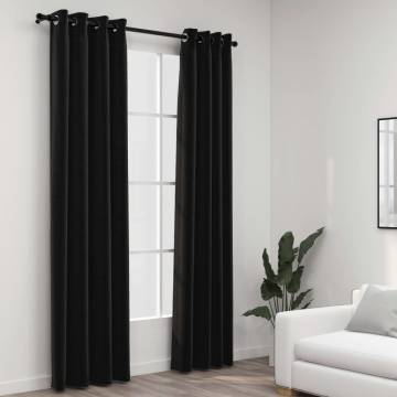 Linen-Look Blackout Curtains - Anthracite 140x225cm | HipoMarket