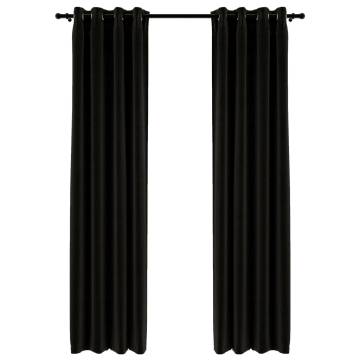 Linen-Look Blackout Curtains - Anthracite 140x225cm | HipoMarket