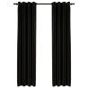 Linen-Look Blackout Curtains - Anthracite 140x225cm | HipoMarket