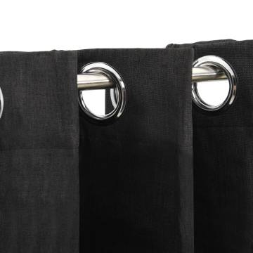 Linen-Look Blackout Curtains - Anthracite 140x225cm | HipoMarket