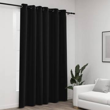 Linen-Look Blackout Curtains Anthracite 290x245cm | HiPo Market