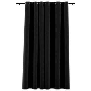 Linen-Look Blackout Curtains Anthracite 290x245cm | HiPo Market